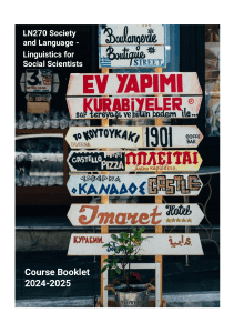 LN270 Society & Language: Linguistics Course Booklet 2024-25