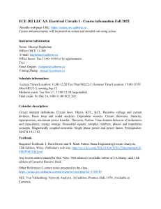ECE 202 Electrical Circuits I Course Info | UAlberta Fall 2022