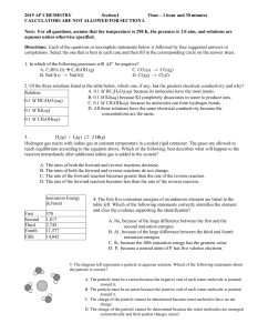 2019 AP Chemistry Exam Section I - Multiple Choice Questions