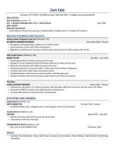 Jun Lee - Business & Data Science Resume