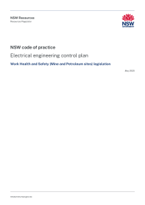 NSW Electrical Engineering Control Plan Code of Practice (May 2025)