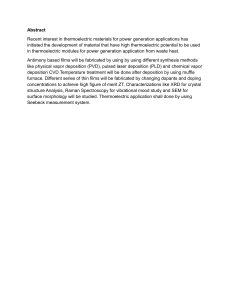 Antimony-Based Thermoelectric Films for Waste Heat Power Generation