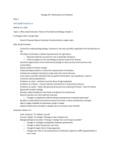 Biology 321: Mechanisms of Evolution - Lecture Notes & History