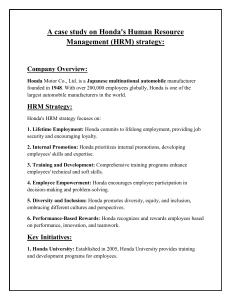 Honda HRM Strategy Case Study: Employee Loyalty, Innovation & Productivity