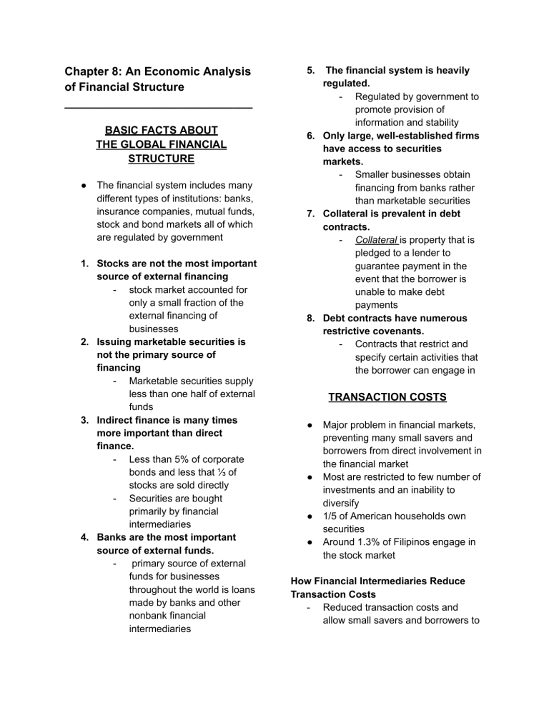 Economic Analysis of Financial Structure: Key Concepts