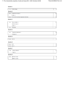 Acids and Bases IGCSE Chemistry Answer Key