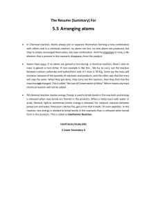 Chemical Reactions: Atoms, Mass, and Energy Summary