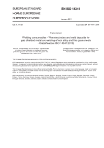 EN ISO 14341:2011 Welding Consumables Classification for GMAW Steels