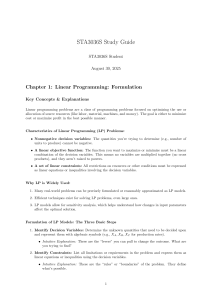 STA3036S Linear Programming Study Guide: Formulation & Simplex Method
