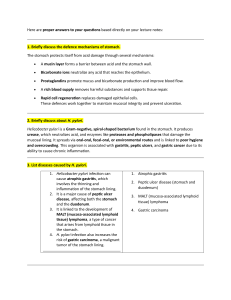 Stomach Defense, H. pylori, PUD, IBD: Gastrointestinal Lecture Notes