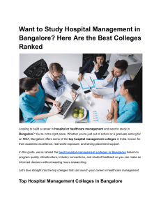Best Hospital Management Colleges in Bangalore: Top Ranked Guide