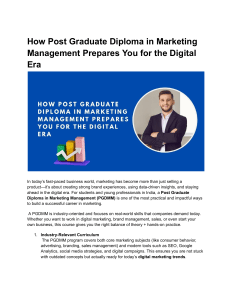 Post Graduate Diploma in Marketing Management for the Digital Era