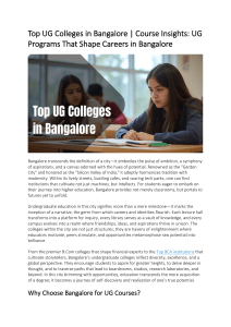 Top UG Colleges in Bangalore: Courses, Fees, Placements & Career Guide