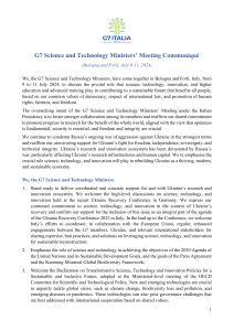 G7 Science & Technology Ministers' Communiqu&eacute; 2024: Bologna & Forl&igrave;