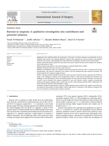 Burnout in Surgeons: Causes, Coping, and Solutions (Qualitative Study)