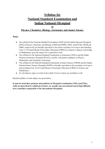 NSE & INO Science Olympiad Syllabus (Physics, Chemistry, Biology)