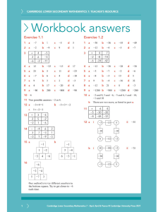 Cambridge Lower Secondary Maths 7: Workbook Answers & Teacher's Resource