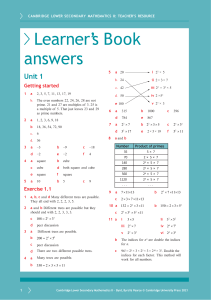Cambridge Lower Secondary Maths 8: Teacher's Resource Answers