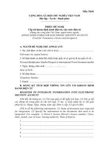 Vietnam Electronic Identity Account Application Form - TK01