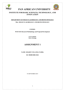 MSc Research Methodology & Proposal Development Assignment