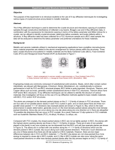 Crystal Structure Analysis Lab: X-Ray Diffraction