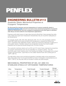 Austenitic Steels: Cryogenic Mechanical Properties | Engineering Bulletin