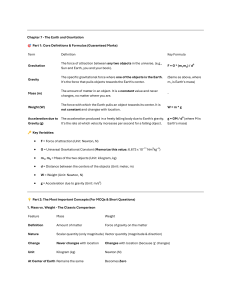 Physics Study Guide: Earth, Gravitation, Mass, Weight & 'g' Explained