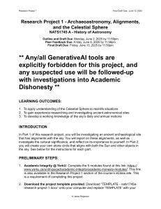Archaeoastronomy Research Project 1: Alignments & Celestial Sphere