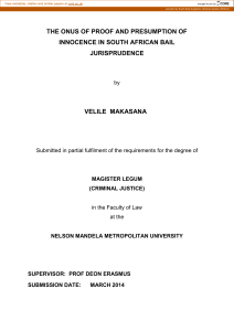 Bail Law & Presumption of Innocence in South Africa