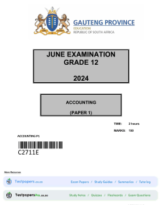 Grade 12 Accounting Exam Paper (Paper 1) - June 2024