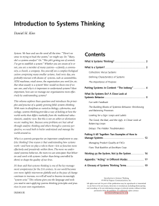 Introduction to Systems Thinking