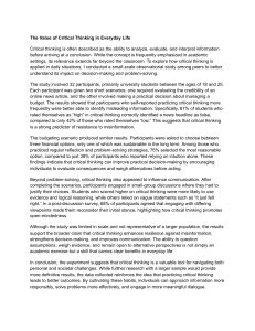 Critical Thinking in Everyday Life: A Study
