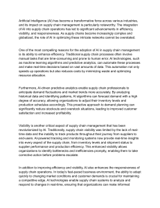 AI in Supply Chain Management: Efficiency, Visibility, Responsiveness