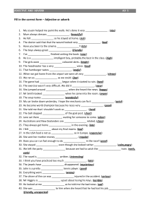 Adjective or Adverb Worksheet with Answers