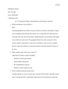 Student Essay Exercise: Evaluating Intros & Writing Conclusions