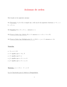 Axiomas de Orden: Axiomas y Teoremas de Desigualdades