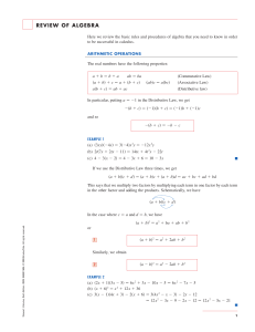 Review of Algebra: Essential Rules & Procedures for Calculus