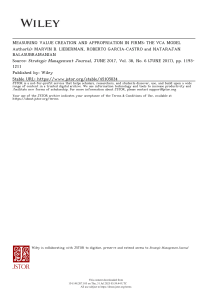 Measuring Value Creation & Appropriation in Firms: The VCA Model