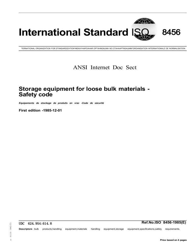 Color Code 8456 ISO 8456: Safety Code for Bulk Material Storage Equipment