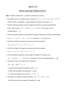 MATH 277 Active Learning Problem Set #1: Vector Calculus Problems