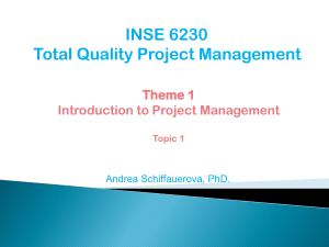 Project Management Introduction: INSE 6230 Theme 1