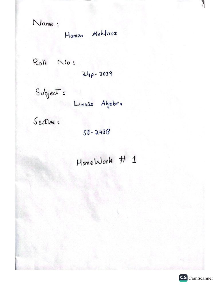 Linear Algebra Homework #1