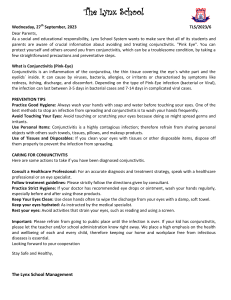 Conjunctivitis (Pink Eye) School Notice for Parents