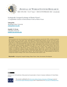 Ecologically Unequal Exchange of Plastic Waste Trade