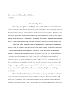 Sociological Imagination: Gender & Video Gaming in Sociology