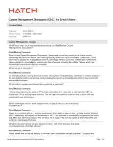 Shruti Mishra's Career Management Discussion (CMD)