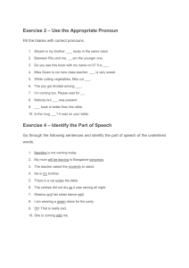 English Grammar Exercises: Pronouns & Parts of Speech Worksheet