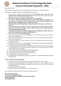 NIT Rourkela Summer Internship 2025 - Joining Guide