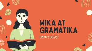 Filipino Verb Focus: Grammar Presentation