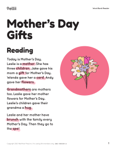 Mother's Day Gifts Reading Passage for Beginners | Ellii